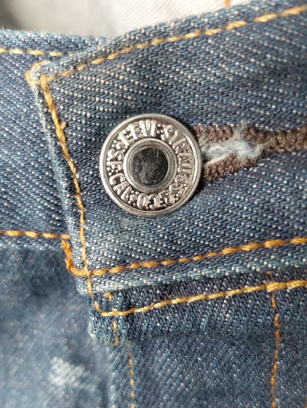 Men's Custom Levis Dark Blue Bleached Slim Jean Shorts - Picture 8 of 8